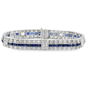 Platinum Art Deco Diamond & Sapphire Bracelet
