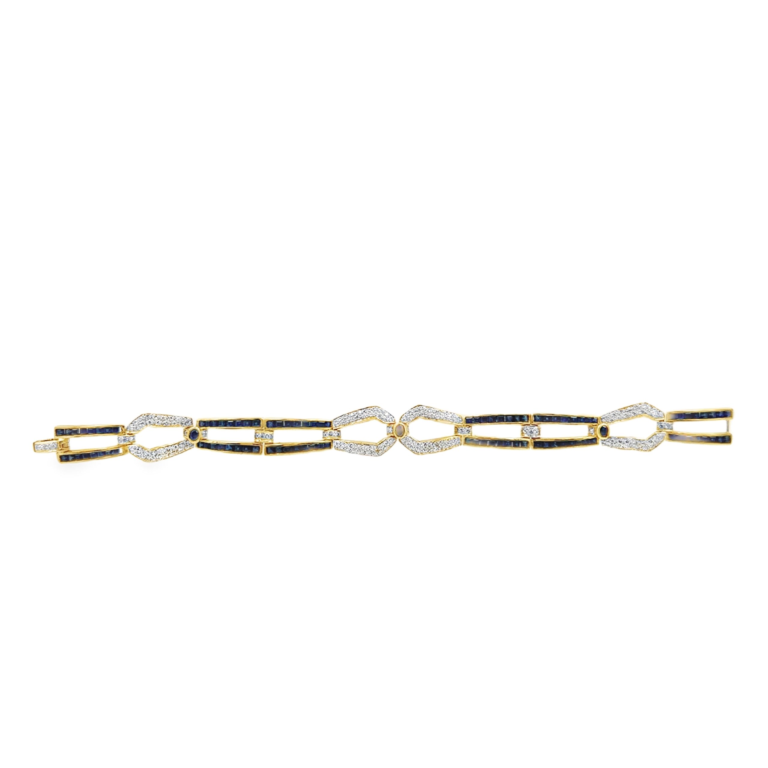 18K Yellow Gold Diamond & Sapphire Bracelet - Image 2
