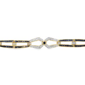 18K Yellow Gold Diamond & Sapphire Bracelet