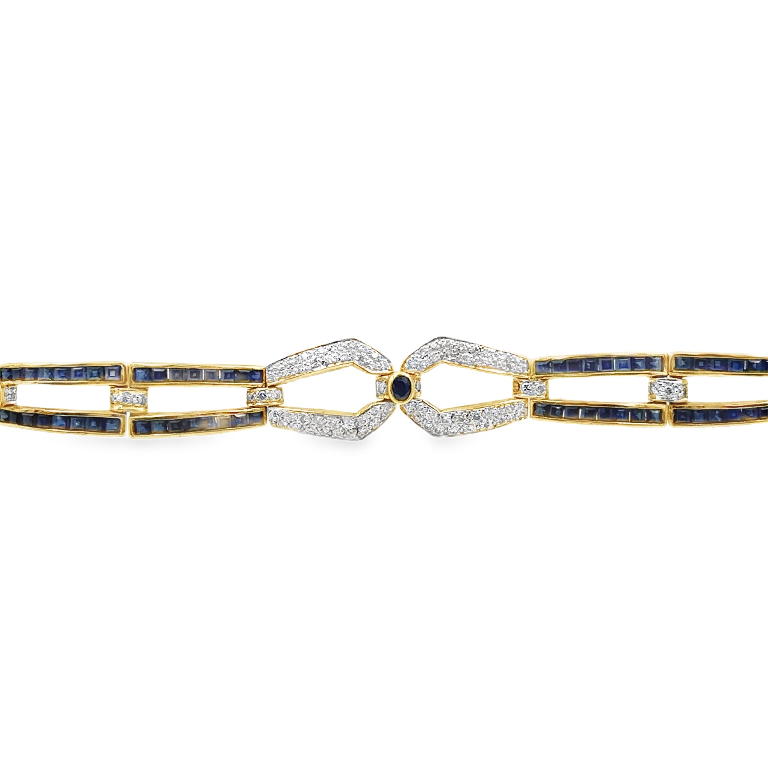 18K Yellow Gold Diamond & Sapphire Bracelet