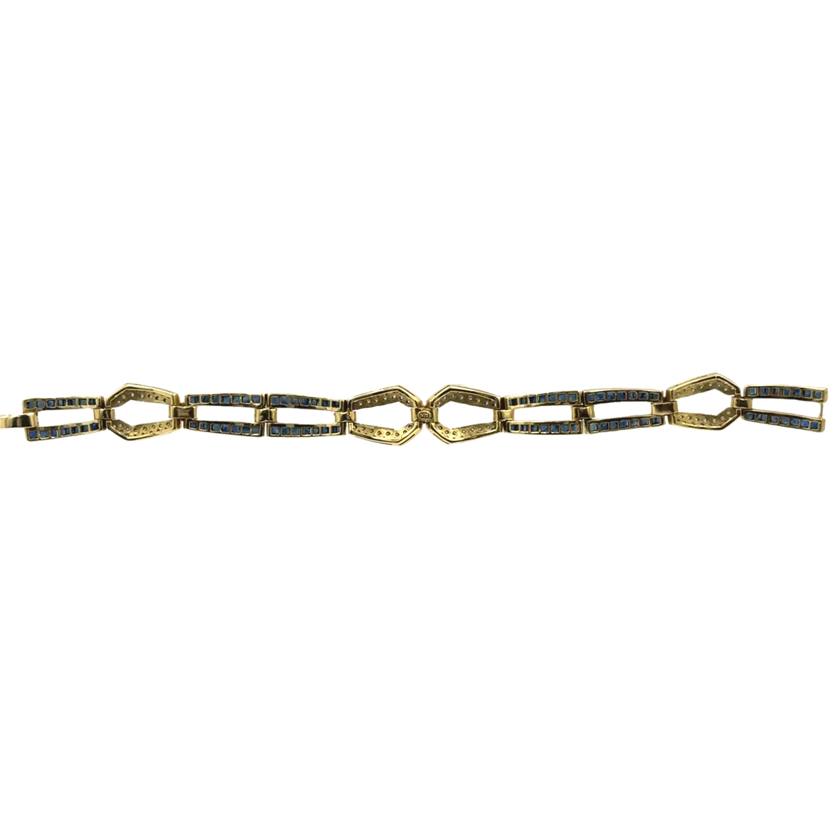 18K Yellow Gold Diamond & Sapphire Bracelet - Image 4