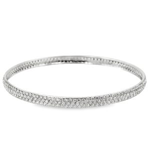 18K White Gold Diamond Bangle Bracelet.