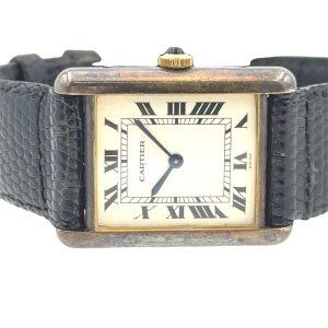 Men's Cartier Vermeil Quartz Tank Wristwatch Circa 1990s
