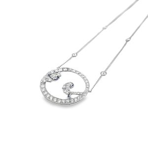 Art Deco Platinum and Diamond Circle Pendant.