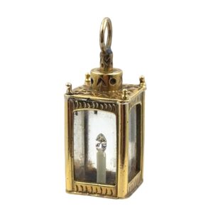 18K Yellow Gold Diamond Light Lantern Charm/Pendant.