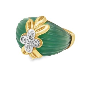 Green Chrysoprase & Diamond Bon Bon Ring