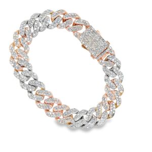 Two - toned diamond Cuban link bracelet.